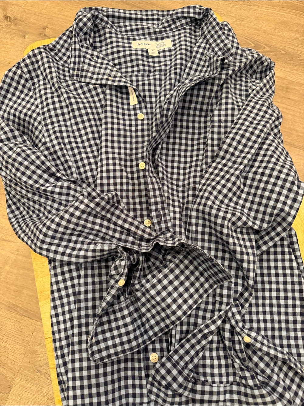 Old Navy Navy and White Gingham Button-Down Shirt